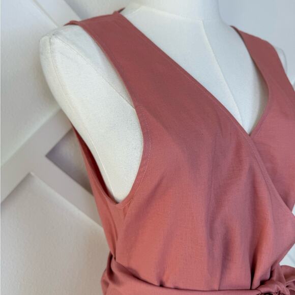 NWT Andie Swim The Cacela Wrap Dress Linen Blend Sunset Pink Size Large - Picture 4 of 9